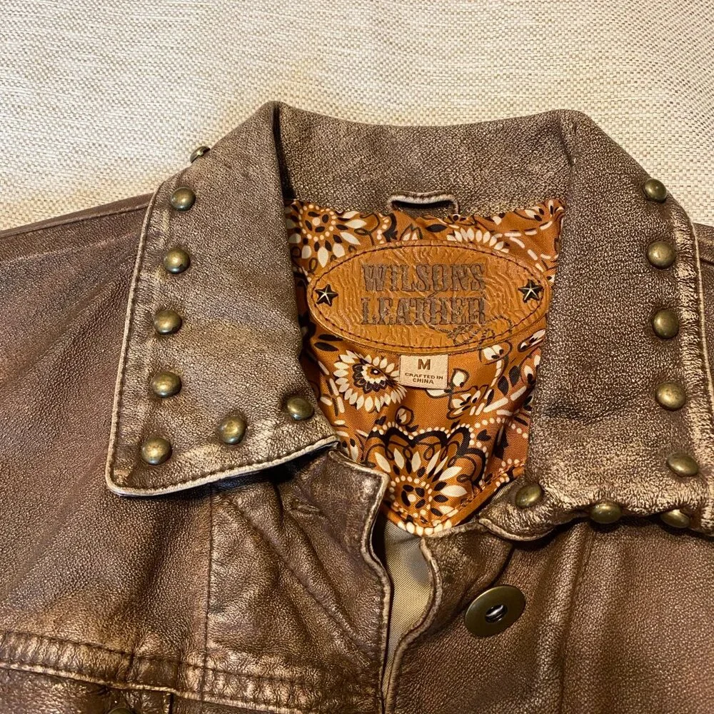 Wilsons Leather Crop Studded Leather Jacket - Picture 4 of 15